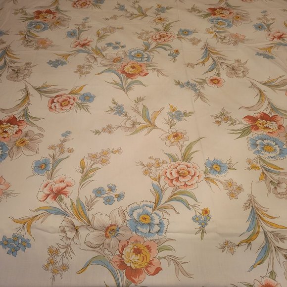 Vintage Bedding Vintage J C Penny Percale Permanent Press Floral Full Flat Sheet 2 Cases